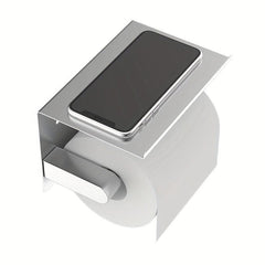 Stainless Steel Toilet Paper Holder Shelf Adhesive Mounting
