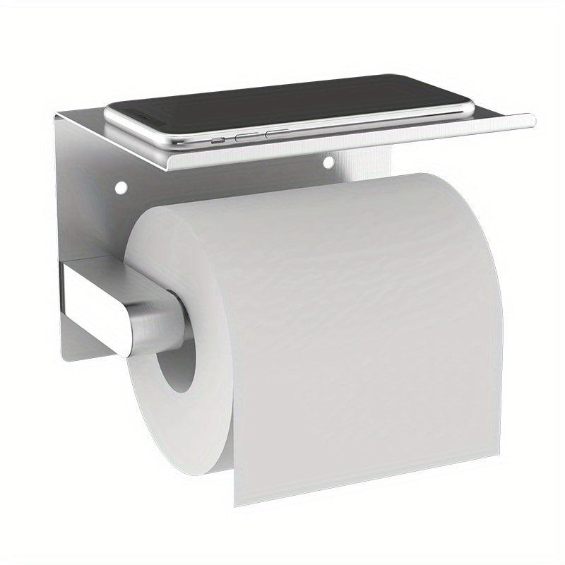 Stainless Steel Toilet Paper Holder Shelf Adhesive Mounting