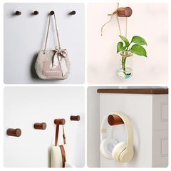 6pcs Wood Wall Hooks Hat Hanger Easy Install Walnut Modern Small Room Decor