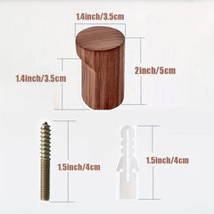 6pcs Wood Wall Hooks Hat Hanger Easy Install Walnut Modern Small Room Decor