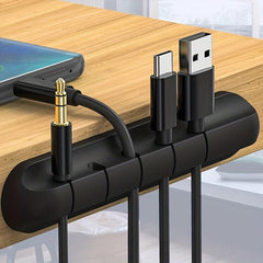 3pcs Cable Organizer Silicone USB Cable Winder Desktop Tidy Management Clips