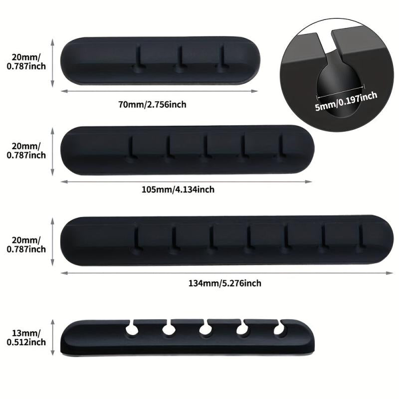 3pcs Cable Organizer Silicone USB Cable Winder Desktop Tidy Management Clips