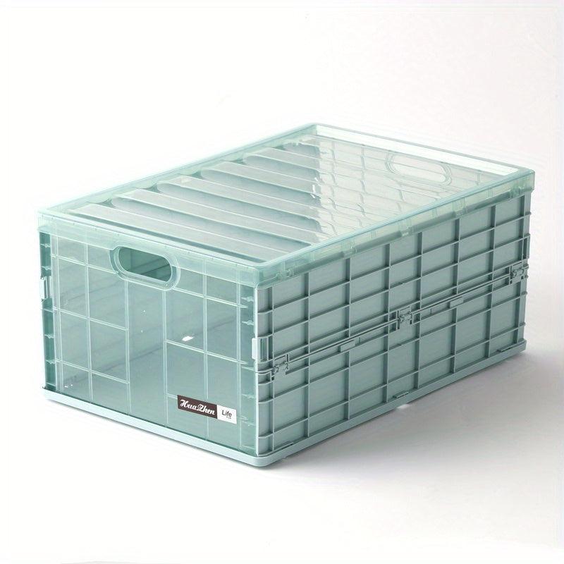 Foldable Plastic Storage Box with Lid for Car Trunk & Household Use