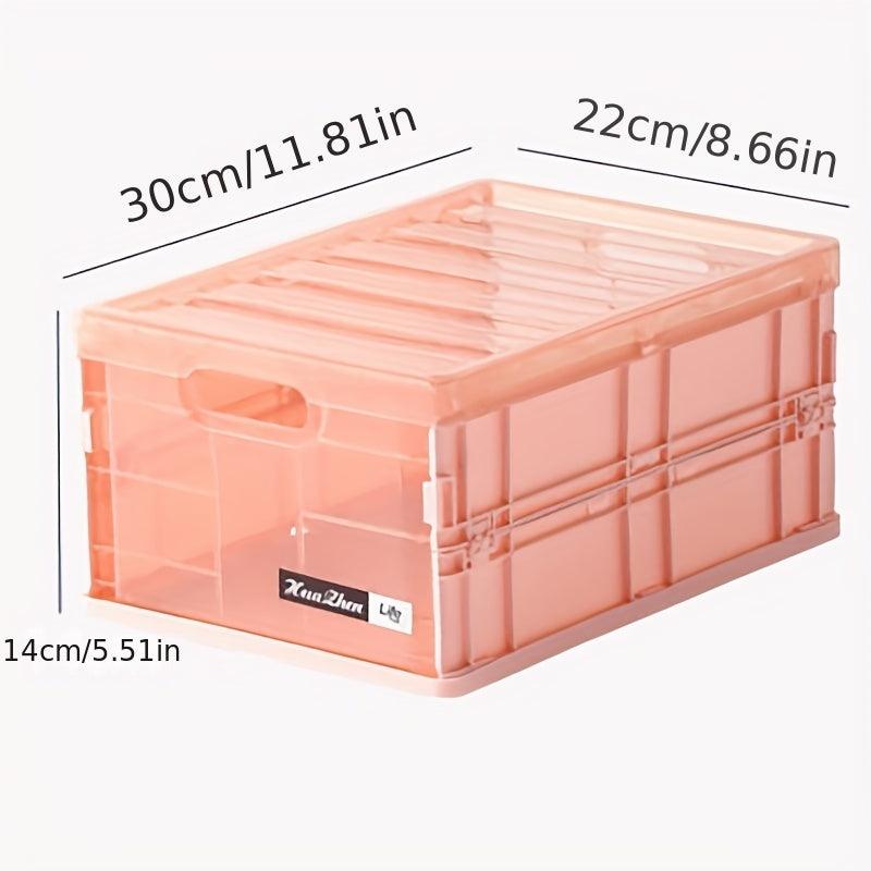 Foldable Plastic Storage Box with Lid for Car Trunk & Household Use