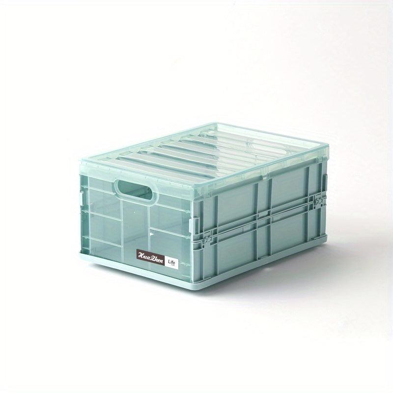 Foldable Plastic Storage Box with Lid for Car Trunk & Household Use