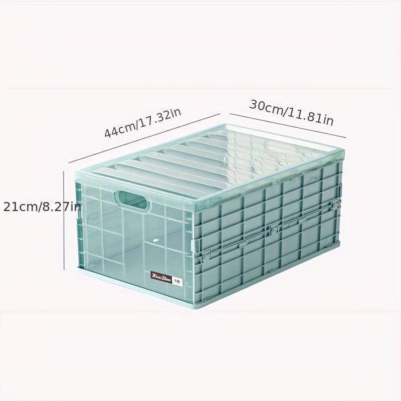 Foldable Plastic Storage Box with Lid for Car Trunk & Household Use