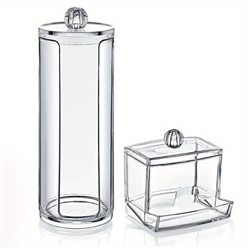 2pcs Clear Canister Set Bathroom Jars Storage Box