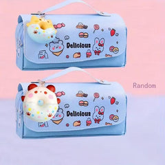 Donuts Decor Pencil Case with Zipper - School Supplies Bag