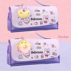 Donuts Decor Pencil Case with Zipper - School Supplies Bag