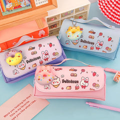 Donuts Decor Pencil Case with Zipper - School Supplies Bag