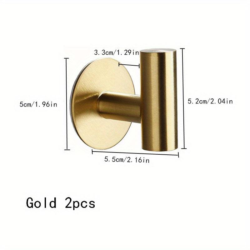 2pcs Stainless Steel Towel Hooks Self Adhesive Wall Hook Coat Hook