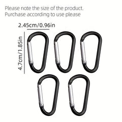 5pcs Colorful D Shaped Keychain Metal Carabiner Aluminum Alloy Backpack Clip