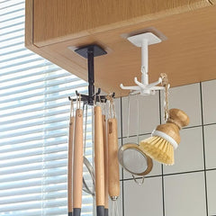 2pcs Plastic Hanging Keys Storage Hook 360 Degree Rotatable Tableware Stand