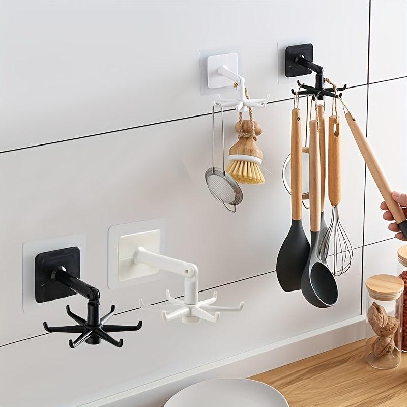 2pcs Plastic Hanging Keys Storage Hook 360 Degree Rotatable Tableware Stand