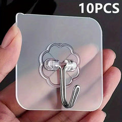 10pcs Traceless Punch Wall Hook Mounted Plastic Hook Rack For Keys Hats Towels
