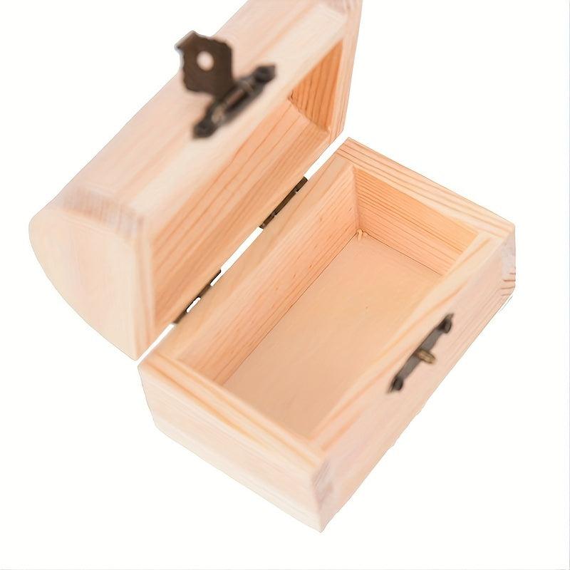Vintage Wooden Treasure Chest Jewelry Box - Secure Storage