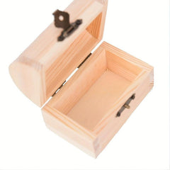 Vintage Wooden Treasure Chest Jewelry Box - Secure Storage