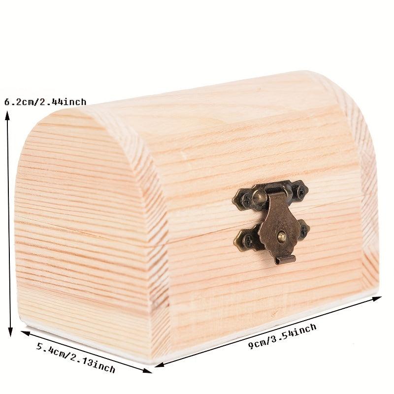 Vintage Wooden Treasure Chest Jewelry Box - Secure Storage