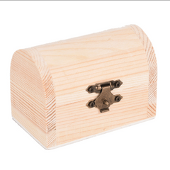 Vintage Wooden Treasure Chest Jewelry Box - Secure Storage