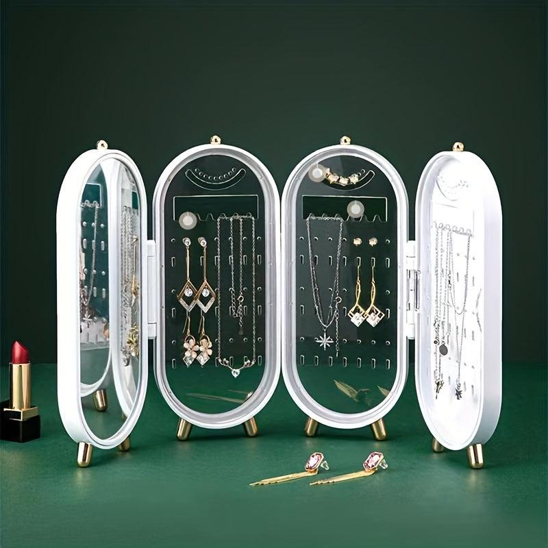 Foldable Jewelry Organizer with Storage Box for Earrings Necklaces