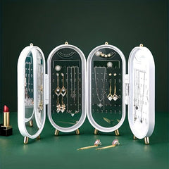 Foldable Jewelry Organizer with Storage Box for Earrings Necklaces