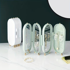 Foldable Jewelry Organizer with Storage Box for Earrings Necklaces
