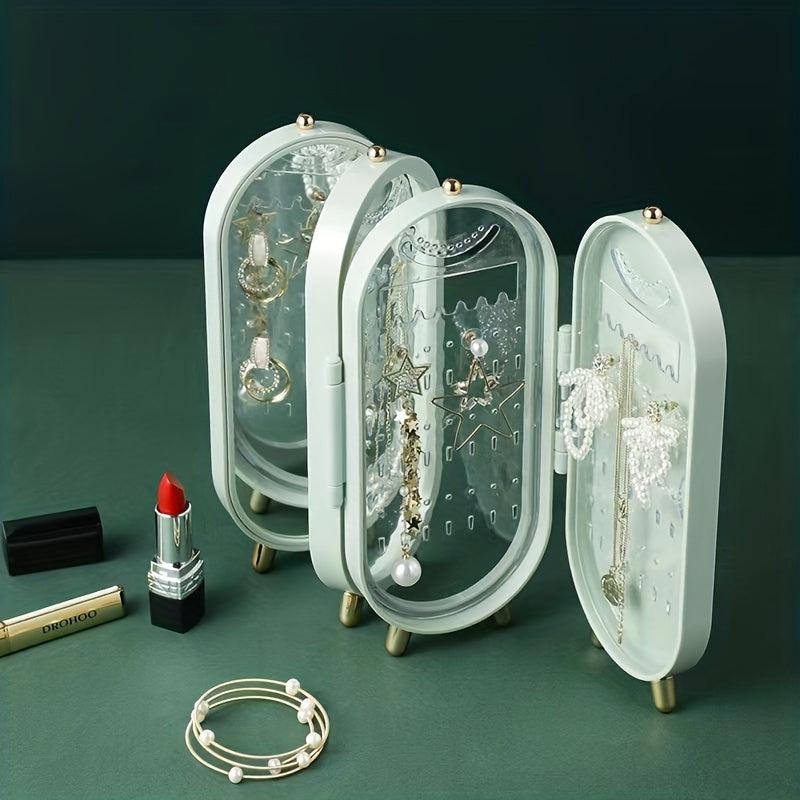 Foldable Jewelry Organizer with Storage Box for Earrings Necklaces