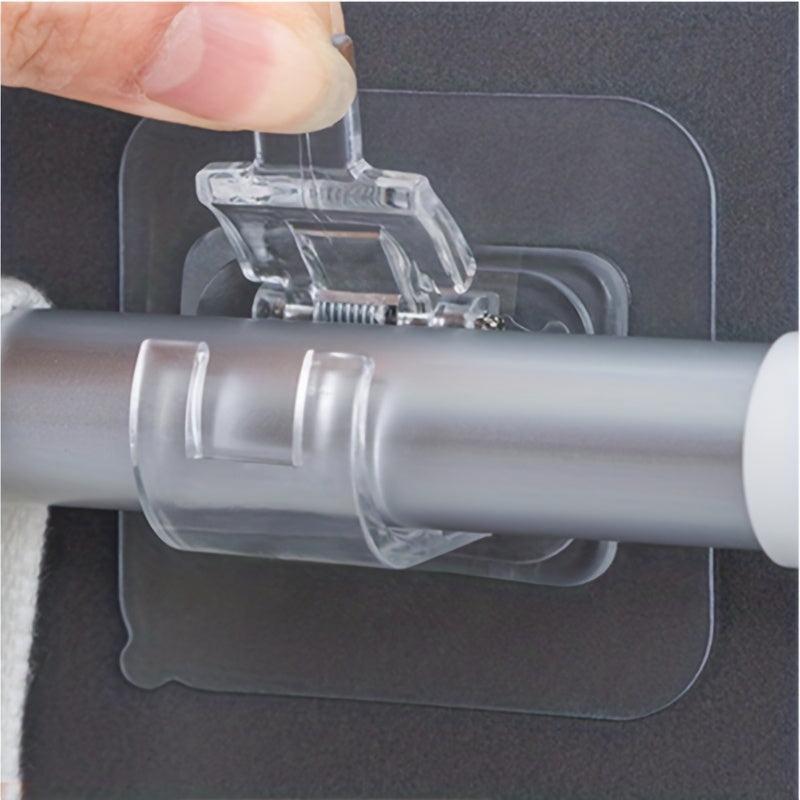 2pcs Nail Curtain Rod Holders with Self Adhesive Clips