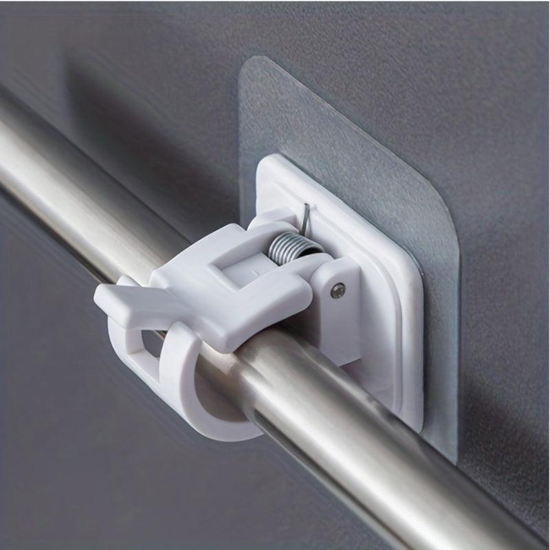 2pcs Nail Curtain Rod Holders with Self Adhesive Clips