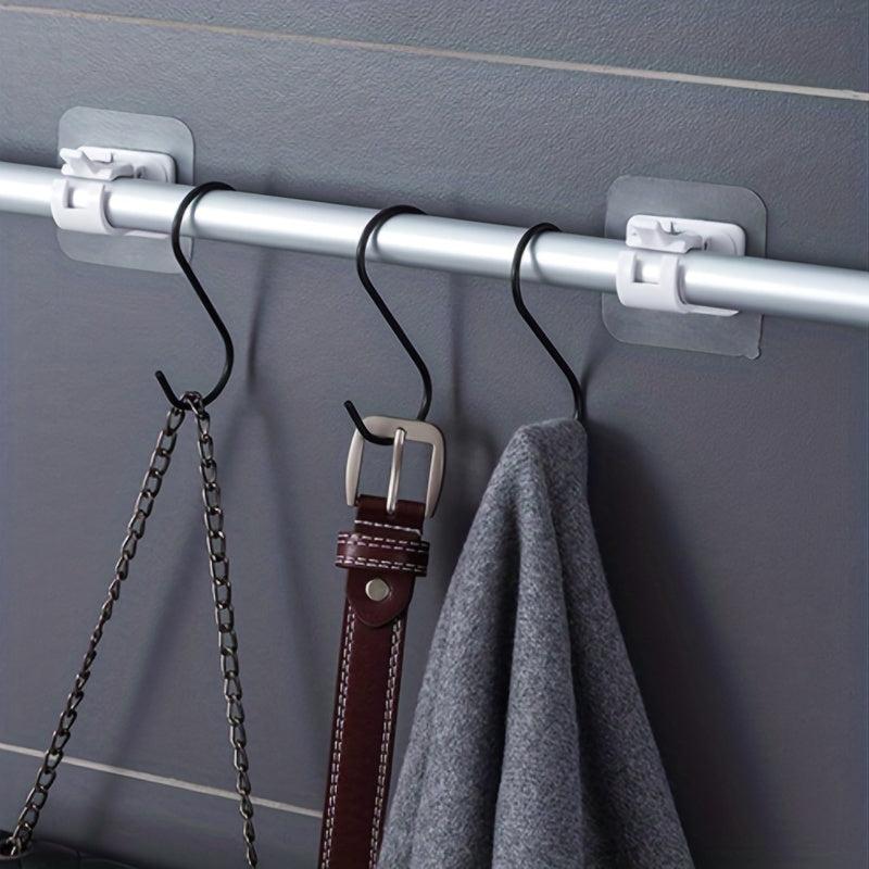 2pcs Nail Curtain Rod Holders with Self Adhesive Clips