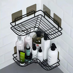 2pcs Punch Shower Corner Caddy Toilet Corner Shelf Triangle Storage Rack