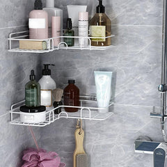 2pcs Punch Shower Corner Caddy Toilet Corner Shelf Triangle Storage Rack