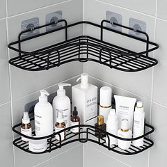 2pcs Punch Shower Corner Caddy Toilet Corner Shelf Triangle Storage Rack