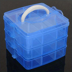 Craft Organizer Box 3 Layer Storage Container Case with Adjustable Compartments