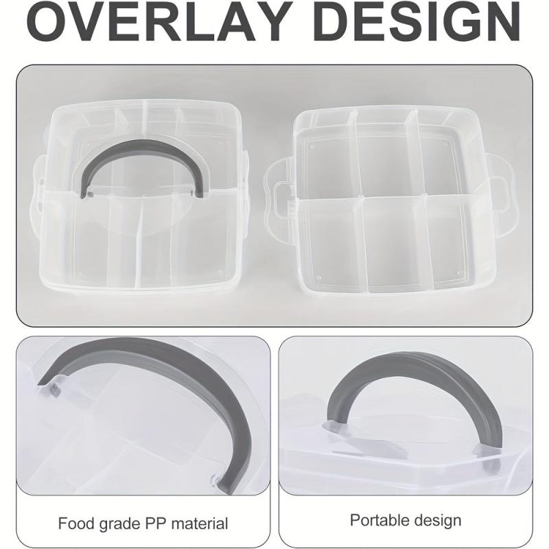 Craft Organizer Box 3 Layer Storage Container Case with Adjustable Compartments