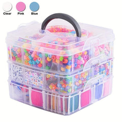 Craft Organizer Box 3 Layer Storage Container Case with Adjustable Compartments
