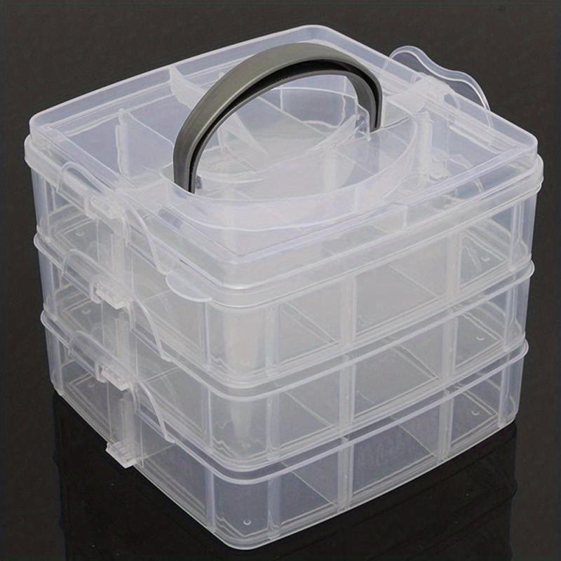Craft Organizer Box 3 Layer Storage Container Case with Adjustable Compartments