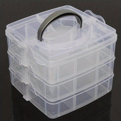 Craft Organizer Box 3 Layer Storage Container Case with Adjustable Compartments