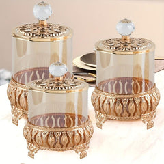 Crystal Glass Jar with Lid - Decorative Snack Storage Canister