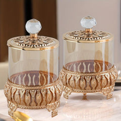 Crystal Glass Jar with Lid - Decorative Snack Storage Canister