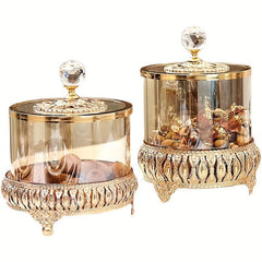 Crystal Glass Jar with Lid - Decorative Snack Storage Canister