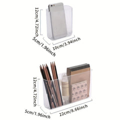 Transparent Pencil Holder Wall Mounted Note Phone Stationery Sto