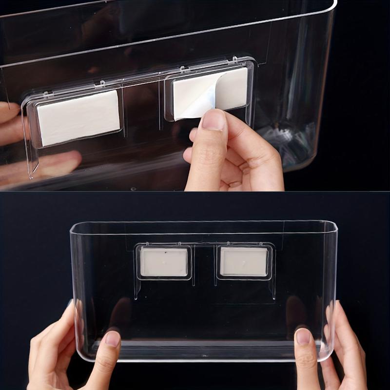 Transparent Pencil Holder Wall Mounted Note Phone Stationery Sto