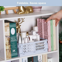 4pcs Foldable Storage Basket for Home Kitchen Classroom Office Bathroom