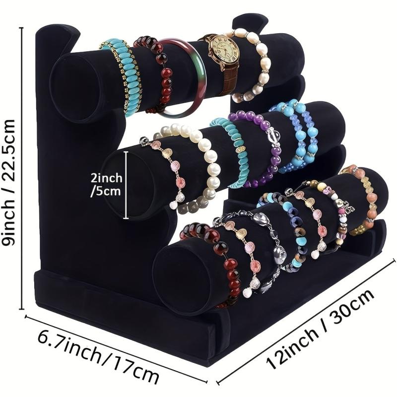 3 Layer Velvet Bracelet Stand Organizer Display Jewelry