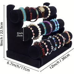 3 Layer Velvet Bracelet Stand Organizer Display Jewelry