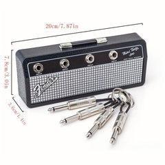 Retro Guitar Key Hanger 4 Plugs Adhesive Holder