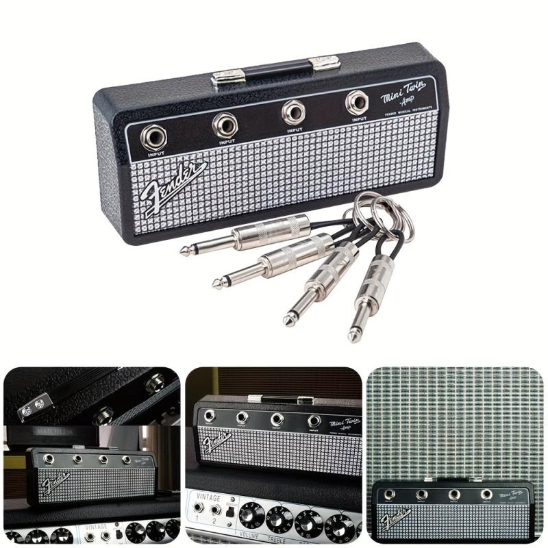 Retro Guitar Key Hanger 4 Plugs Adhesive Holder