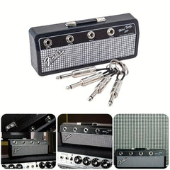 Retro Guitar Key Hanger 4 Plugs Adhesive Holder