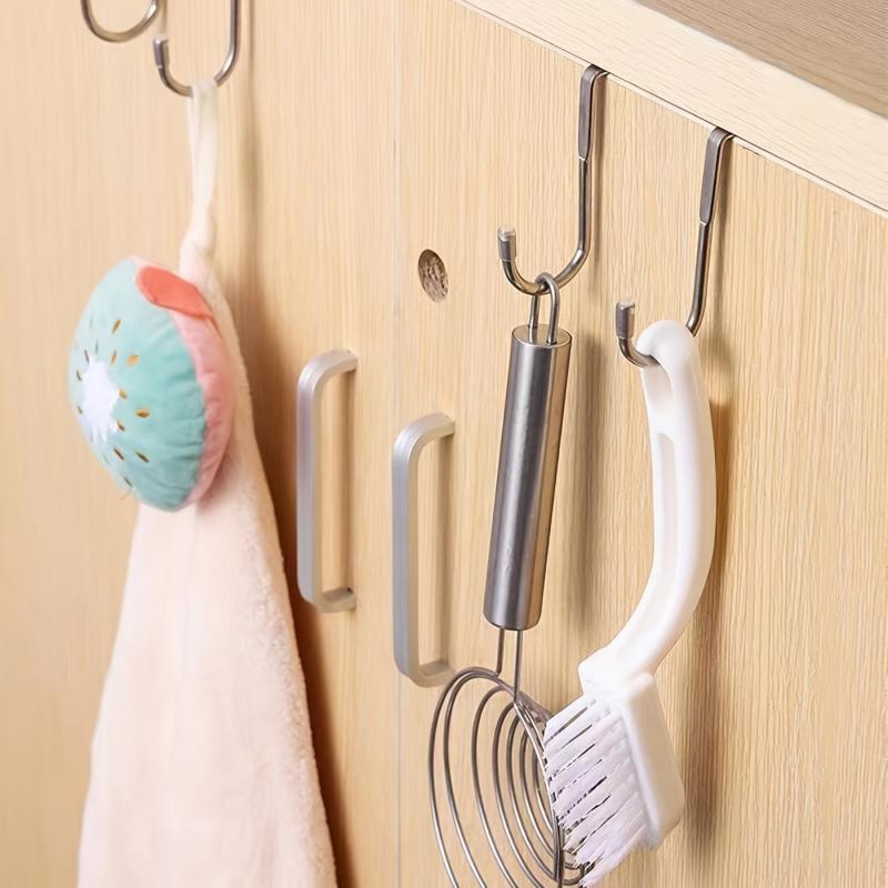 4pcs Stainless Steel Cabinet Hooks - Bathroom and Bedroom Organizer